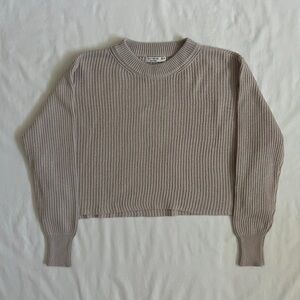 Cotton On Cropped Sweater | Beige Oversized Pullover Size XS
